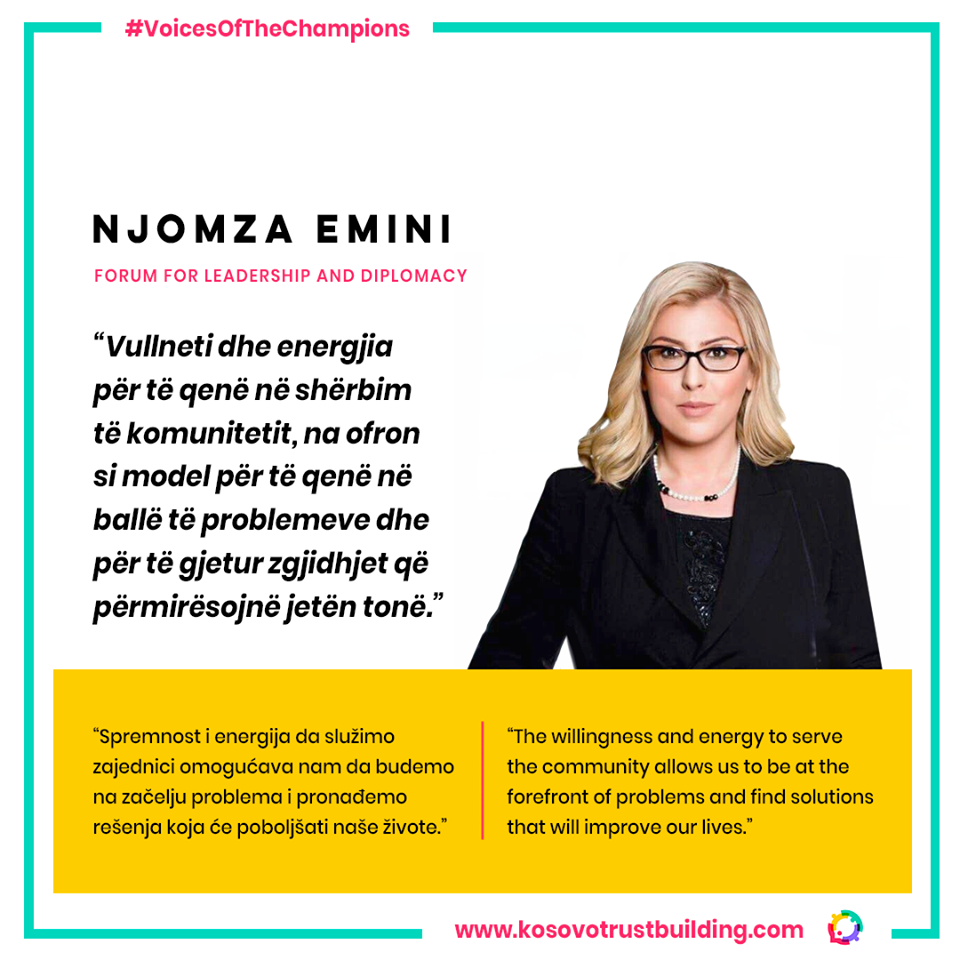 Njomza Emini, Director of the Forum for Leadership and Diplomacy is a #KTBChampion!
