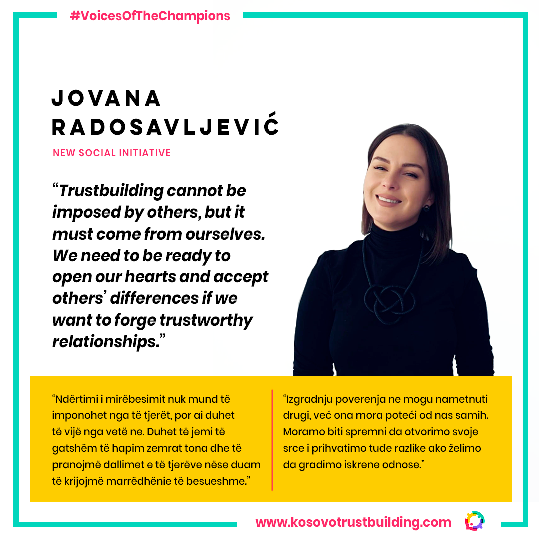 Jovana Radosavljević, Drejtori Ekzekutiv i Iniciativës së Re Sociale, është #KTBChampion!