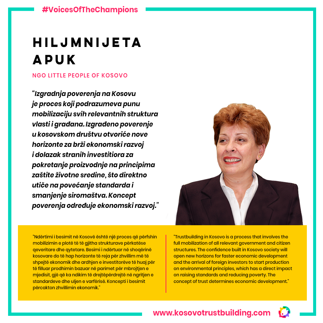 Hiljmnijeta Apuk, Laureate of the UN Prize in the Field of Human Rights, NGO Little People of Kosovo, is a #KTBChampion!