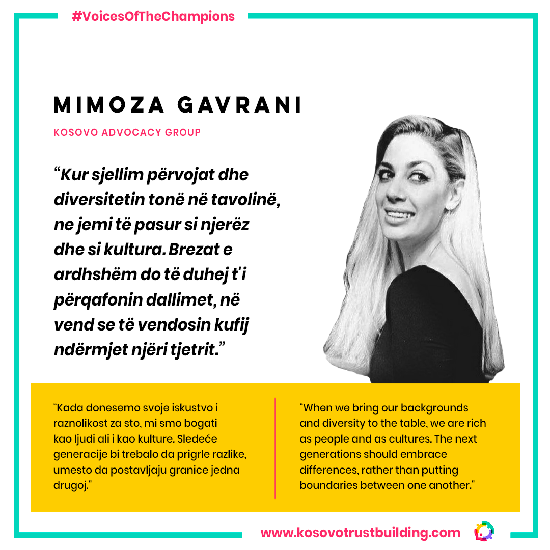Mimoza Gavrani, Executive Director at Kosovo Advocacy Group,  is a #KTBChampion!