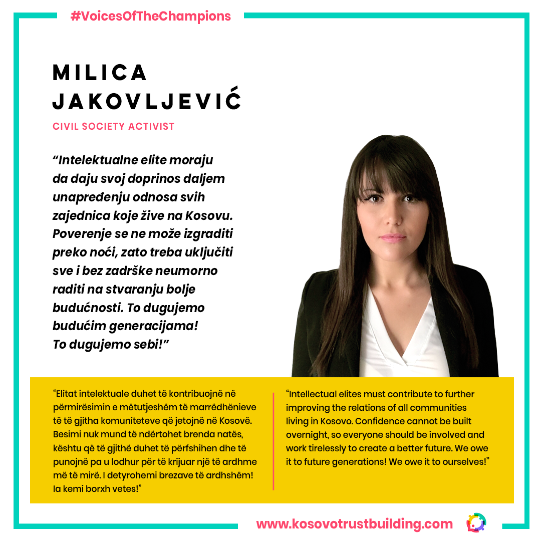 Aktivistkinja civilnog društva, Milica Jakovljević je #KTBChampion!