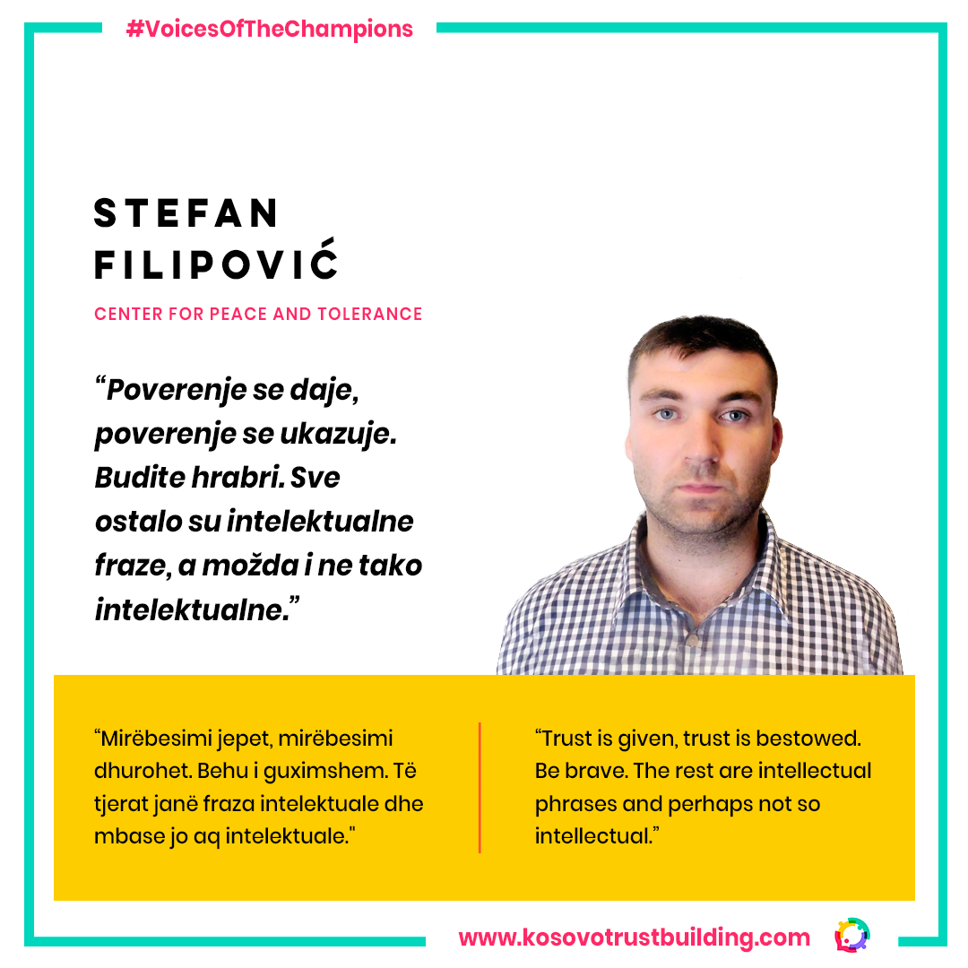 Koordinator në Qendrën për Paqe dhe Tolerancë, Stefan Filipović është #KTBChampion!