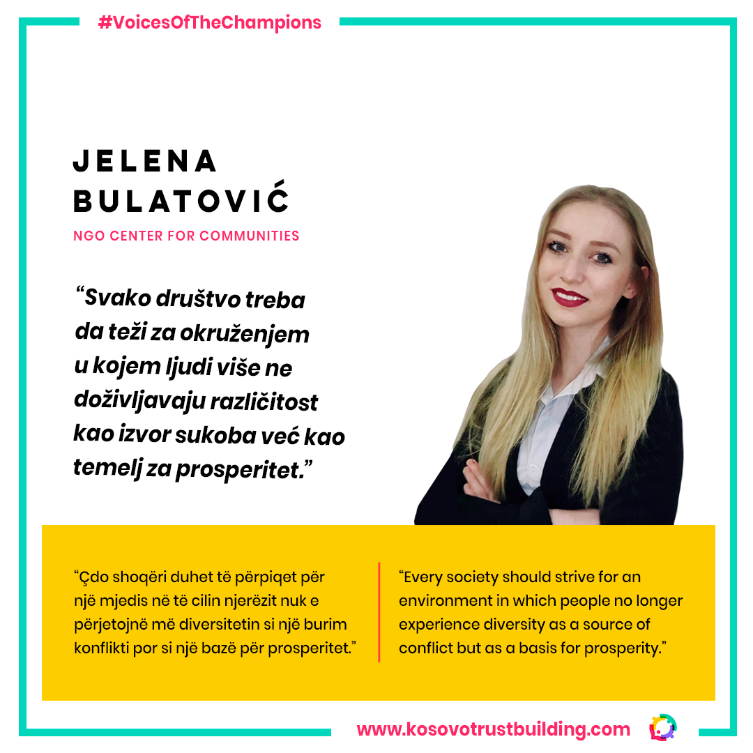 Drejtoresha Ekzekutive e OJQ Qendra për Komunitete të Pakicave, Jelena Bulatović është #KTBChampion!